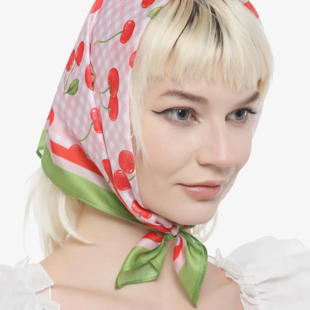 Cherry Gingham Hairscarf